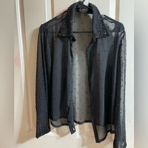 Black Sheer Beaded Jacket
